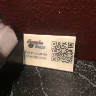 QR code for full menu 2.2.23