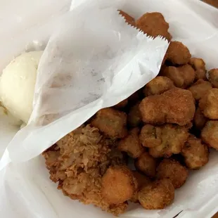 Chicken Fried Chicken Dinner Fried Okra and Mashed Potato