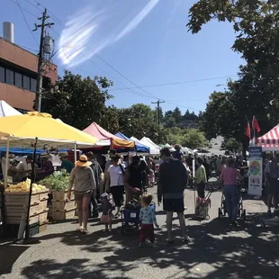 The market has two rows of stalls that stretch for a full block.