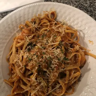 Cajun Prawn Linguine with creole sauce