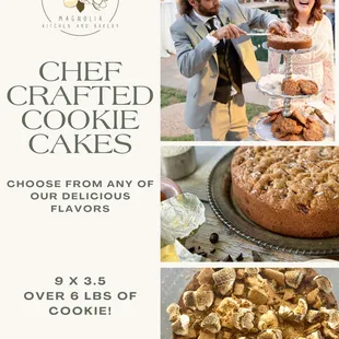 We offer Cookie Cakes! Custom Cookie Cakes, available in any of our unique flavors! Office Lunch Catering, Unique Dessert, Best in San Diego