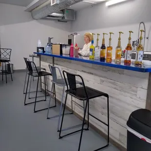 A variety of syrups.