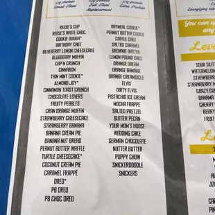 A variety of Shakes to choose from.