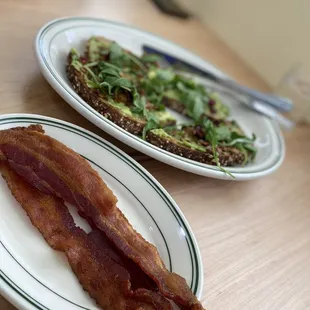 Avocado  Toast with crispy bacon  !!