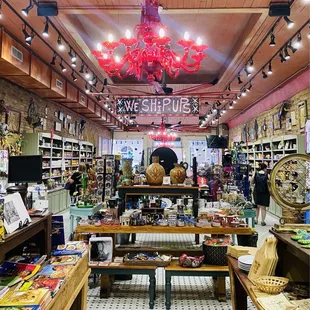Gorgeous red chandeliers throughout the store. A must visit.
