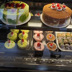 a variety of cakes