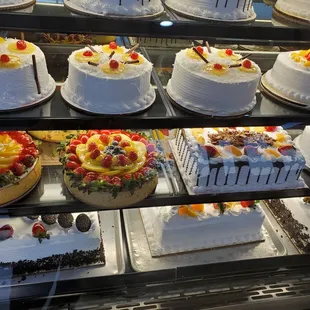 a variety of cakes