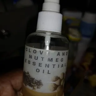 Nutmeg, clove and coconut essential oils