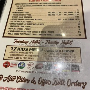 Lunch menu