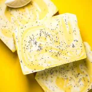 Handmade soap in store. Every bar has Shea butter in it!