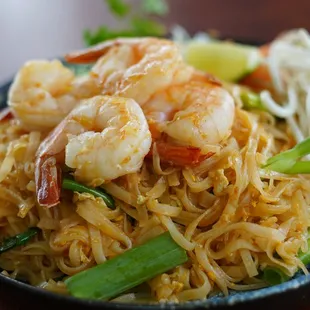 43. Pad Thai
 Traditional Thai dish of rice noodles stir fried with egg, green onions, bean sprouts and topped with ground peanuts.