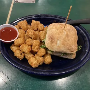 Portobello burger &amp; tater tots