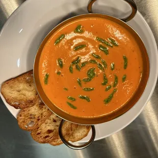 Tomato Basil Soup with Crostinis