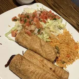 Chicken flautas with sauce on the side