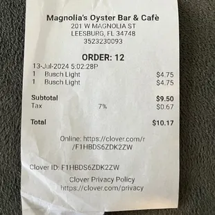 how much? For 2 Busch lights??
