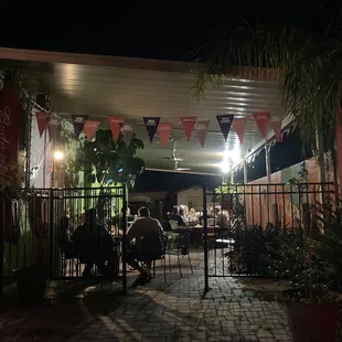 Outside patio, shrimp and already eaten oysters lol