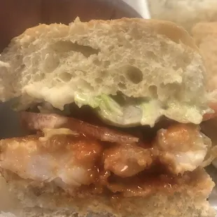 Shrimp po boy close up