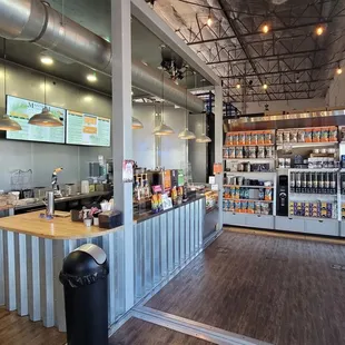 The barista station is made from a shipping container.