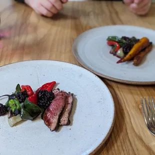 Sonoma lamb, summer berries, blackberries, dandelion