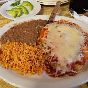 Chile relleno was delicious,  rice and beans were also.