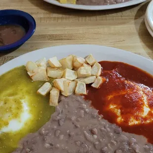 Huevos Divorciado and Chilaquiles