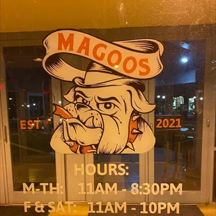 a sign in the window