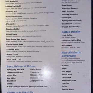 Drink menu
