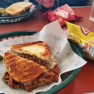 a sandwich and chips