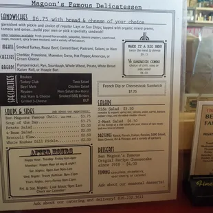 This is the menu. Good prices.