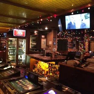 a bar with neon lights