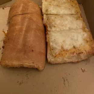 This is a tiny box and as you can see the French bread/garlic cheese bread is much smaller