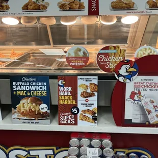 a display of food items