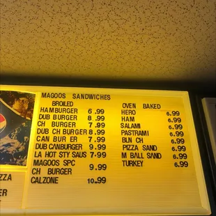 menu and prices