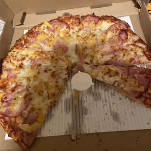Large Canadian bacon and pineapple pizza