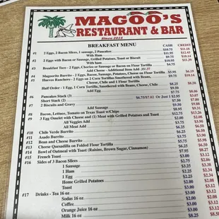 menu