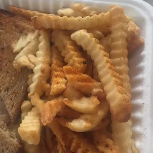 Fries that are overloaded with Old Bay.