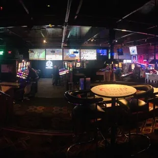 a bowling alley at night