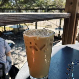 Iced Vanilla Latte with Oat Milk!