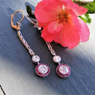 Antique ruby and diamond Art Deco earrings!