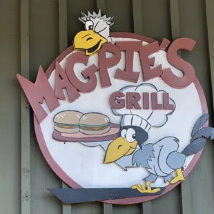 a sign for magpie&apos;s grill