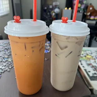 Iced Thai Tea, and Salted Caramel Iced Coffee