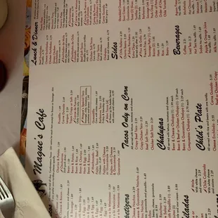 a menu and a fork