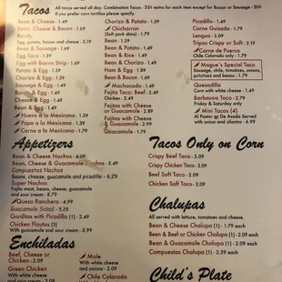 menu