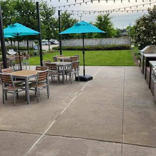 tables and umbrellas