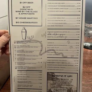 Drink menu