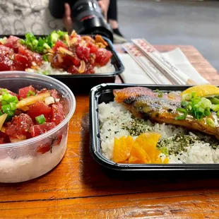 Poke and Miso Hamachi Grilled