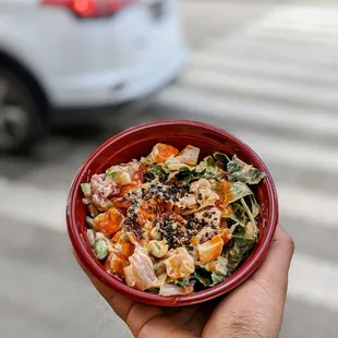 Medium Bowl - Marlin and Ahi with Octopus, Edamame, and Cucumber in Sriracha Mayo ($12 total) @bilalandjesseatfood