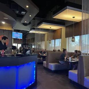 Lighting inside the restaurant.