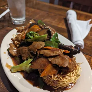 Pan Fried Crispy Noodle Hong Kong Style
