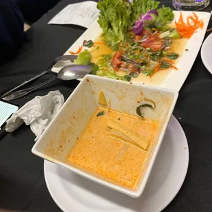 Red beef curry and spicy beef salad